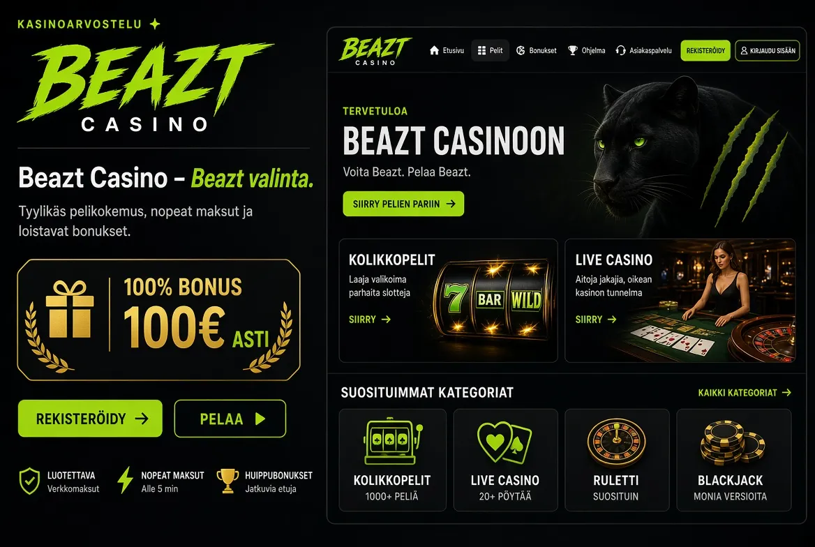 Beazt Casino arvostelu 2026 - yleiskatsaus pelivalikoimasta ja bonuksista