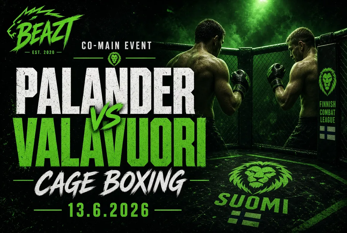 Kalle Palander ja Aleksi Valavuori Beazt Fight Night pääottelussa cage boxing -kehässä