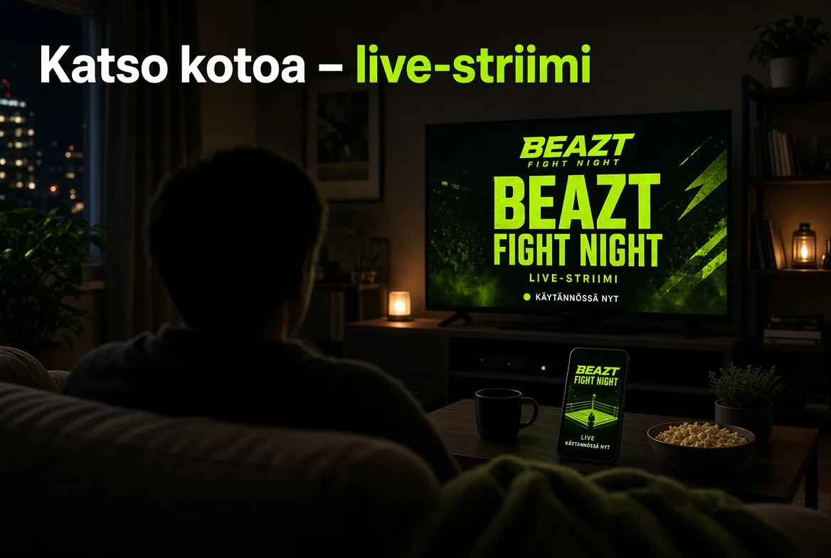 Beazt Fight -stream katsottavana mobiililaitteen selaimessa kotisohvalla